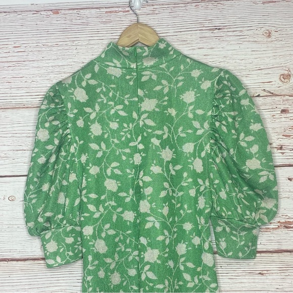 NWT Zara Green Floral Jacquard Dress Sz L - Picture 13 of 16